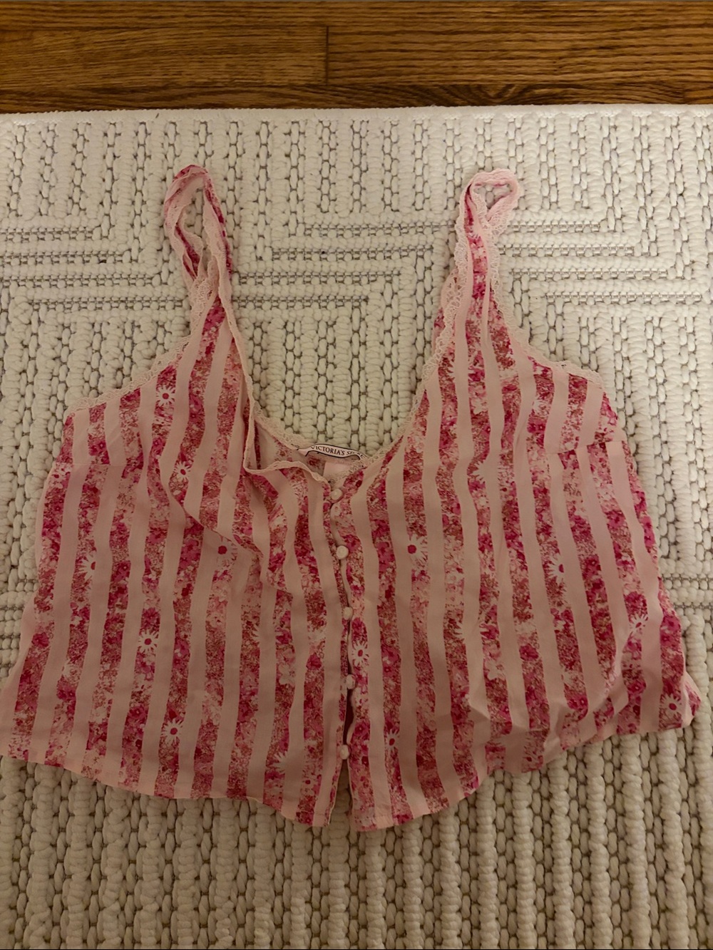 NWOT:Victoria's Secret Pink Striped Floral Camisole